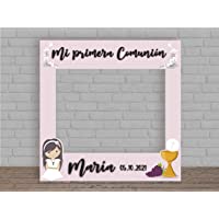 Photocall en Cartón para Comunión Rosa Personalizado Nombre y Fecha | 100x100cm | Photocall Económico y Original…